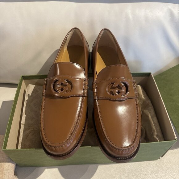 Gucci 738470 Mens Brown Leather Millennial Ribot GG Loafers 13 UK 13.5 US $850 - Picture 5 of 12